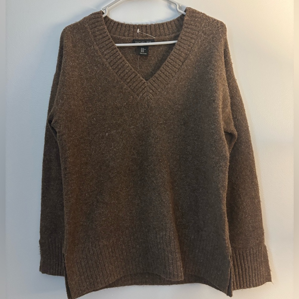 🥥NEW Rachel Zoe Chocolate V-Neck Sweater